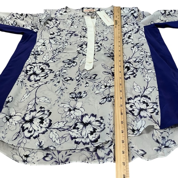 Rebecca Taylor Blue Floral 100% Silk Blouse - Size 6 - Picture 3 of 11